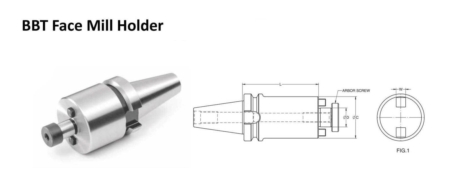 BBT30 FMH 1.000 - 2.00 Face Mill Holder (Balanced to 2.5G 25000 RPM)